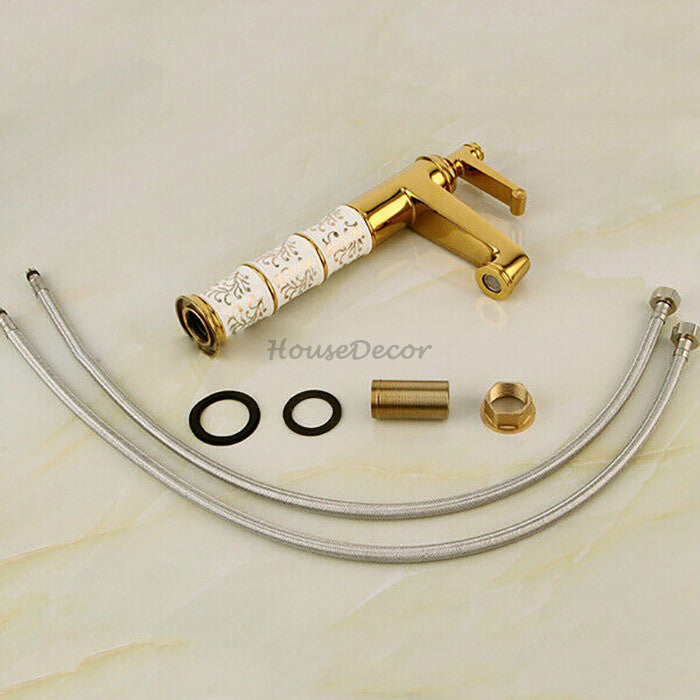 Gold Ceramic bath shower mixer tap detailed product view detail view