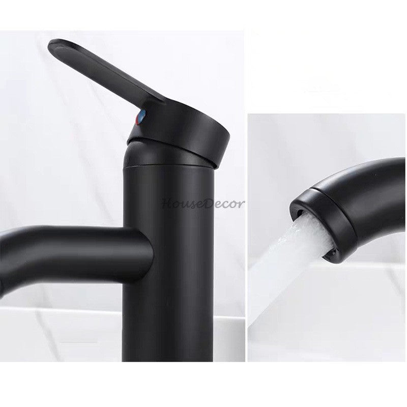 Matte Black bathroom basin mixer tap waterfall spout additional view
