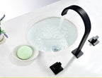 Black bath shower mixer tap dual handle control detail view