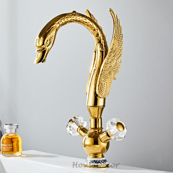 Modern bathroom basin mixer tap dual handle control additional view