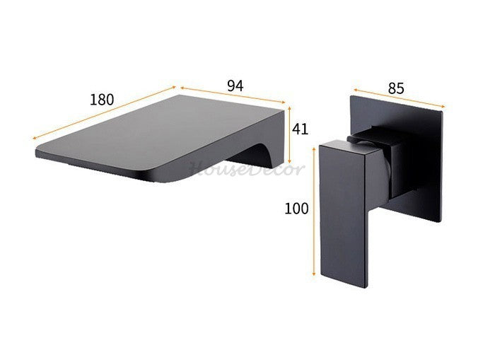 Matte Black bathroom basin mixer tap waterfall spout additional view