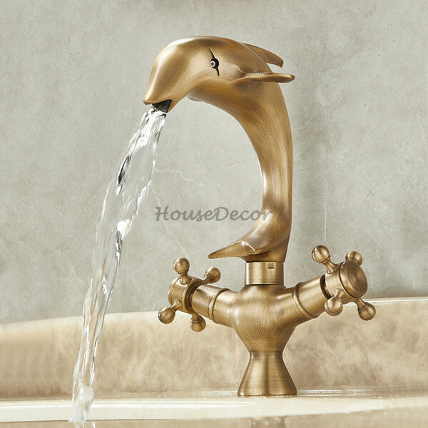 Antique Brass bath shower mixer tap dual handle control main view