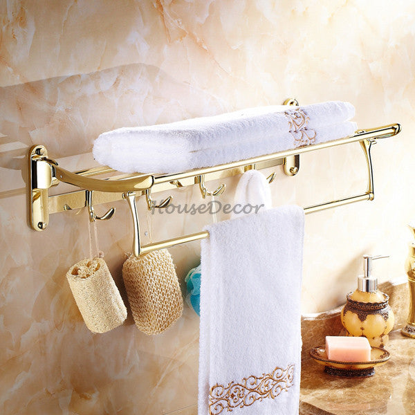 Gold towel rack wall mounted design detail view