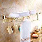 Gold towel rack wall mounted design detail view