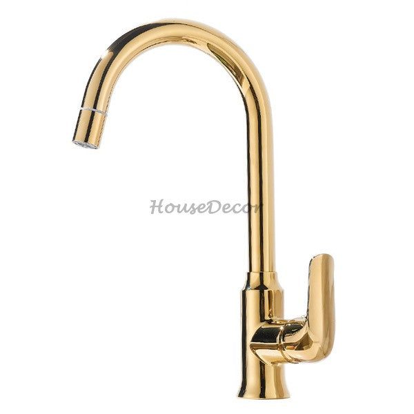 Gold kitchen sink mixer tap pull out spray main view