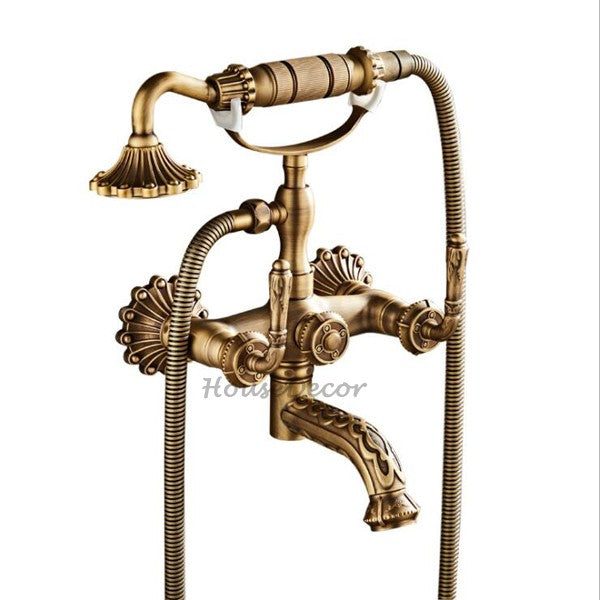 Antique Brass bath shower mixer tap wall mounted design additional view