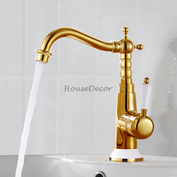 Gold Ceramic bath shower mixer tap deck mounted design additional view