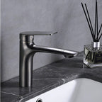 Modern Brass bath shower mixer tap single lever control detail view