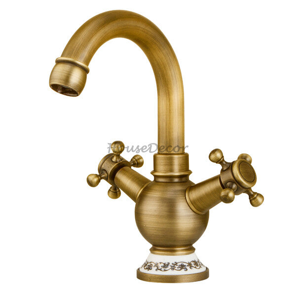 Antique Brass bath shower mixer tap swivel spout main view