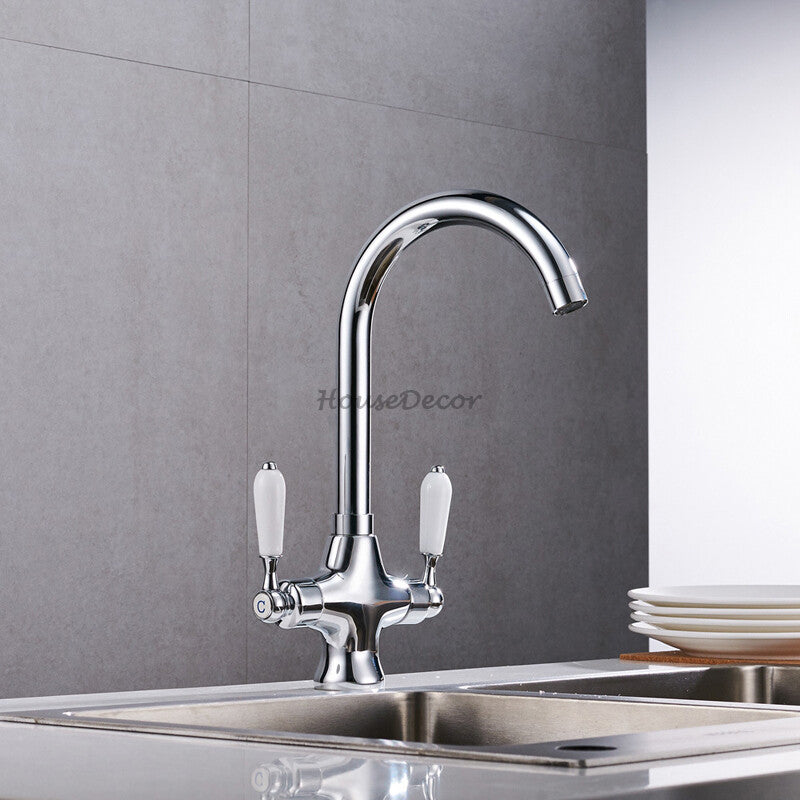 Modern Ceramic kitchen sink mixer tap swivel spout detail view