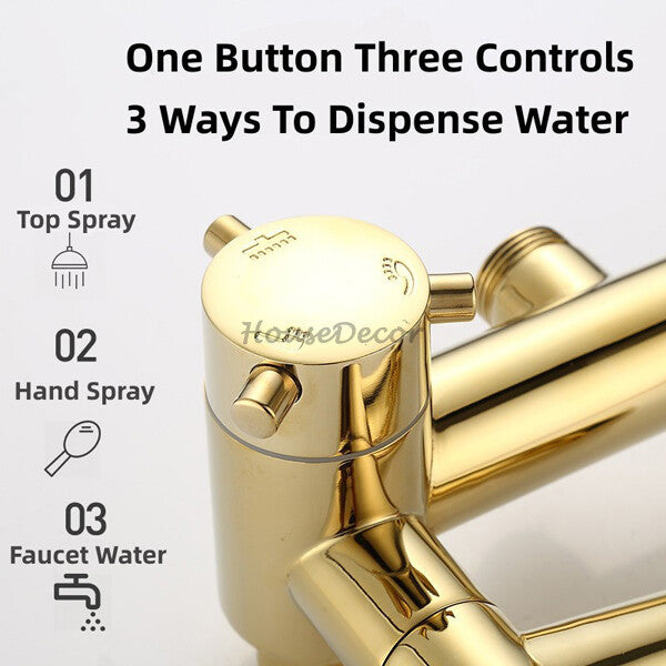 Gold Brass bath shower mixer tap wall mounted design additional view