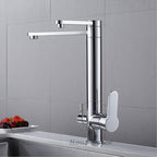 Chrome Brass kitchen sink mixer tap deck mounted design detail view