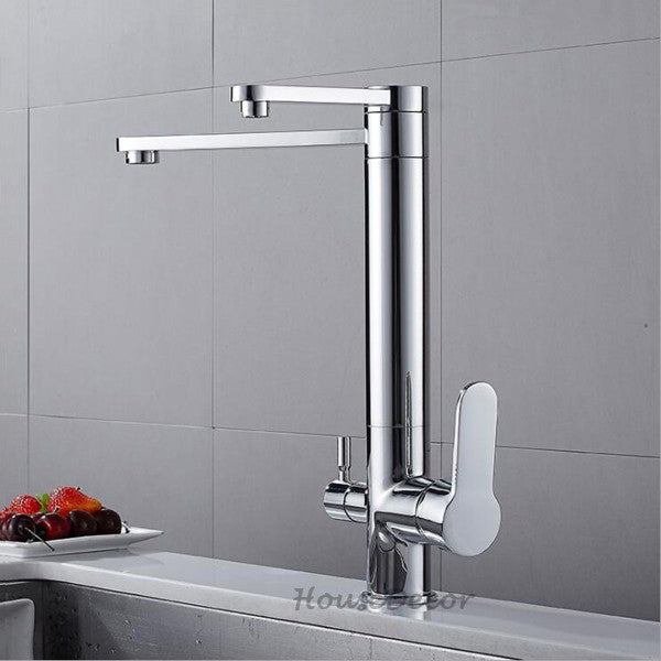 Chrome Brass kitchen sink mixer tap deck mounted design detail view