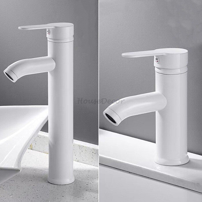 White bath shower mixer tap deck mounted design main view