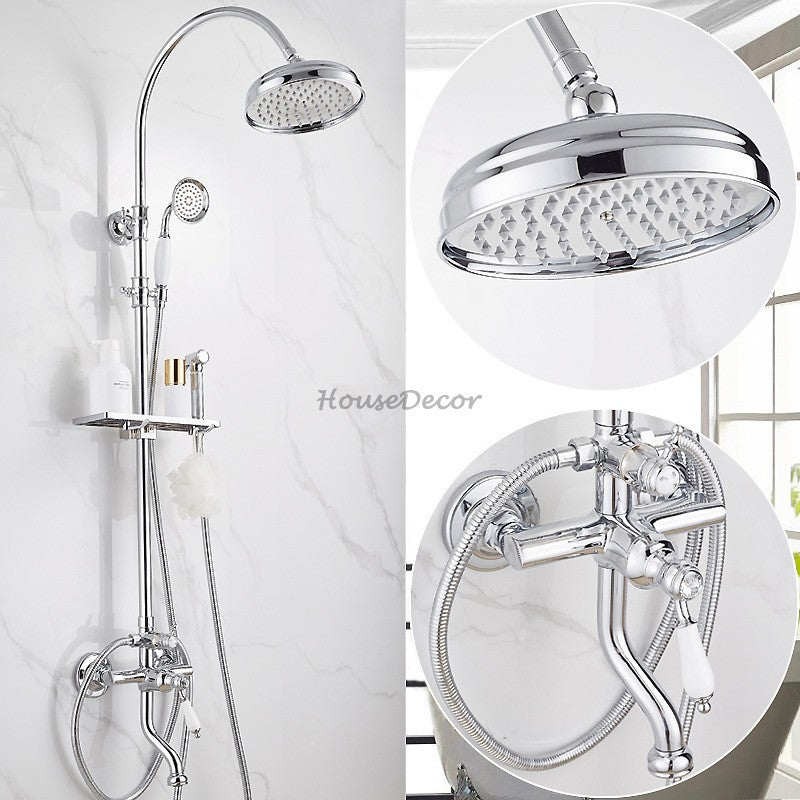 Modern Brass bath shower mixer tap handheld shower set detail view