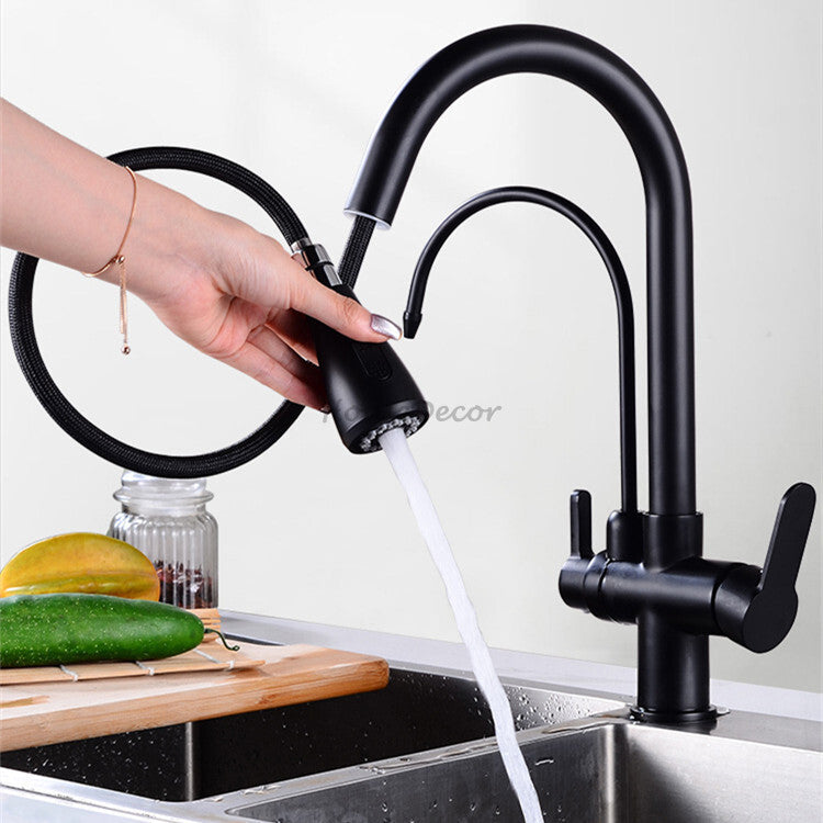 Modern kitchen sink mixer tap pull out spray additional view