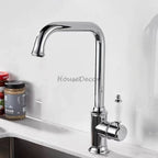 Chrome Ceramic kitchen sink mixer tap swivel spout main view