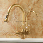 Modern kitchen sink mixer tap pull out spray detail view