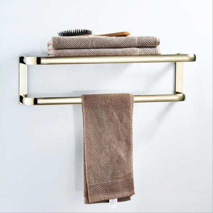 Gold towel rack wall mounted design detail view