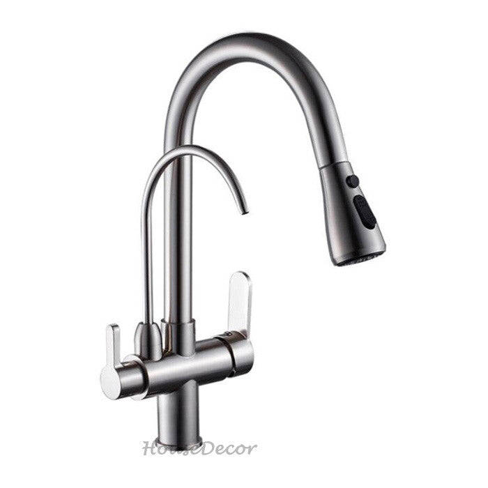 Modern kitchen sink mixer tap pull out spray main view