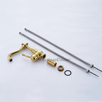 Gold bath shower mixer tap swivel spout detail view