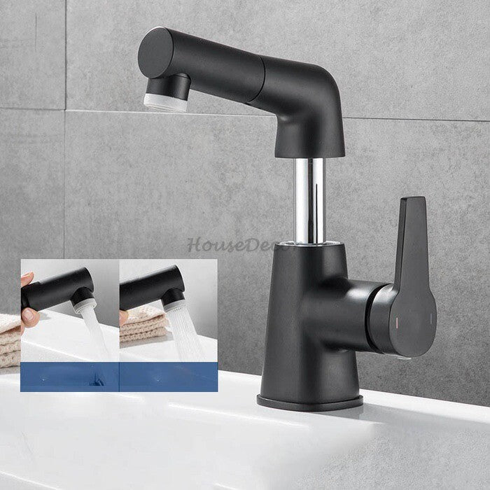 Modern bath shower mixer tap pull out spray detail view