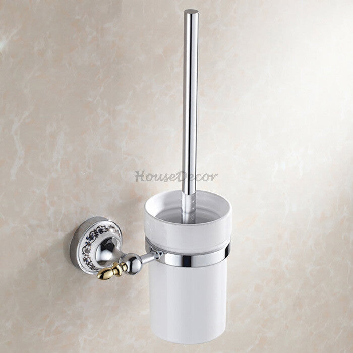Chrome Ceramic toilet brush holder detailed product view main view