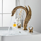 Modern bath shower mixer tap dual handle control detail view