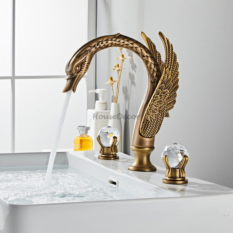 Modern bath shower mixer tap dual handle control detail view
