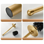 Luxury High-end Brass Floor Standing Toilet With lid Cleaning Brush Holder Set