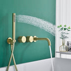 Gold Brass bath shower mixer tap wall mounted design detail view