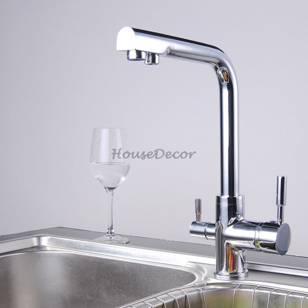 Chrome kitchen sink mixer tap swivel spout main view