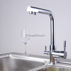 Chrome kitchen sink mixer tap swivel spout main view