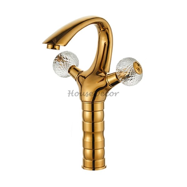 Gold bath shower mixer tap swivel spout main view