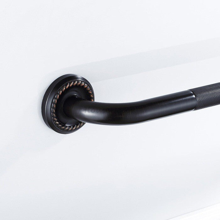 Modern bathroom grab bar safety grip detail view