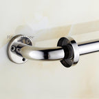 Polished Chrome bathroom grab bar safety grip detail view