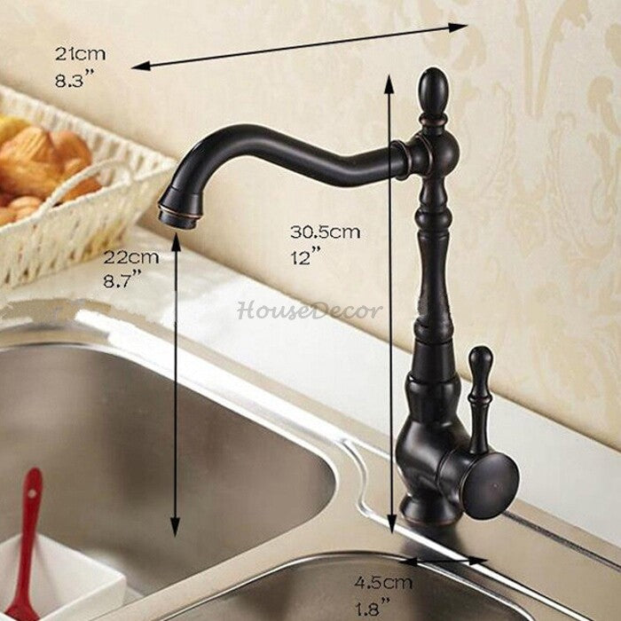 Black kitchen sink mixer tap swivel spout detail view