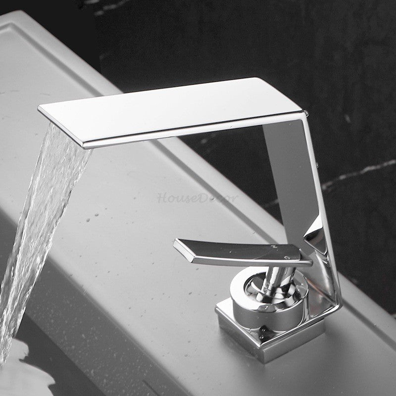 Modern bathroom basin mixer tap waterfall spout additional view
