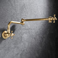 Antique Brass kitchen sink mixer tap folding spout detail view