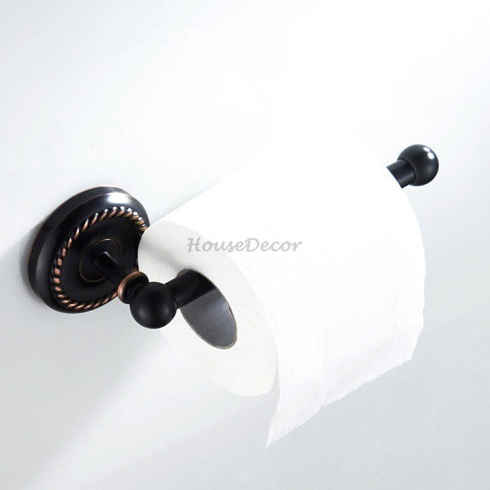 Black Brass toilet paper holder wall mounted design main view