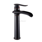 Black bathroom basin mixer tap waterfall spout main view