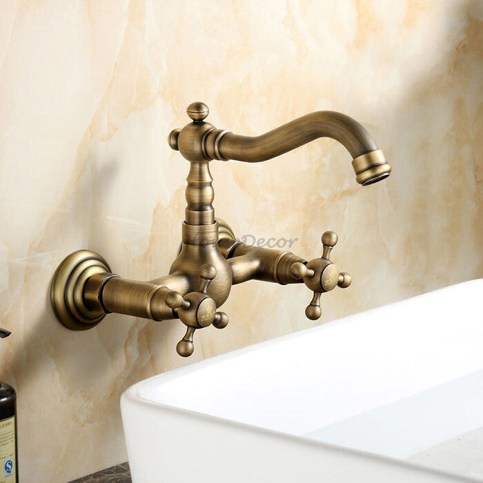 Antique Brass kitchen sink mixer tap swivel spout main view