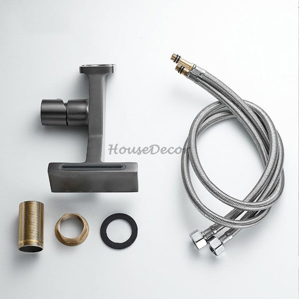 Brass bathroom basin mixer tap waterfall spout additional view