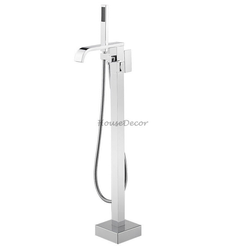 Modern bath shower mixer tap waterfall spout detail view