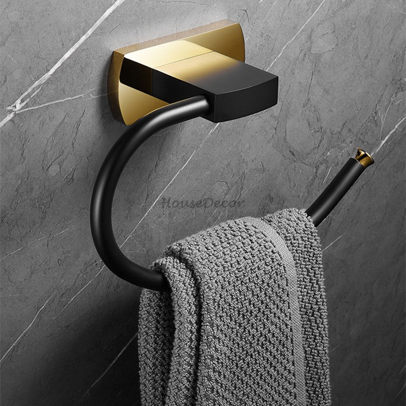 Modern Brass towel ring wall mounted design detail view