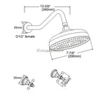 Modern shower head dual handle control detail view