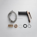 Black Brass bathroom basin mixer tap waterfall spout additional view