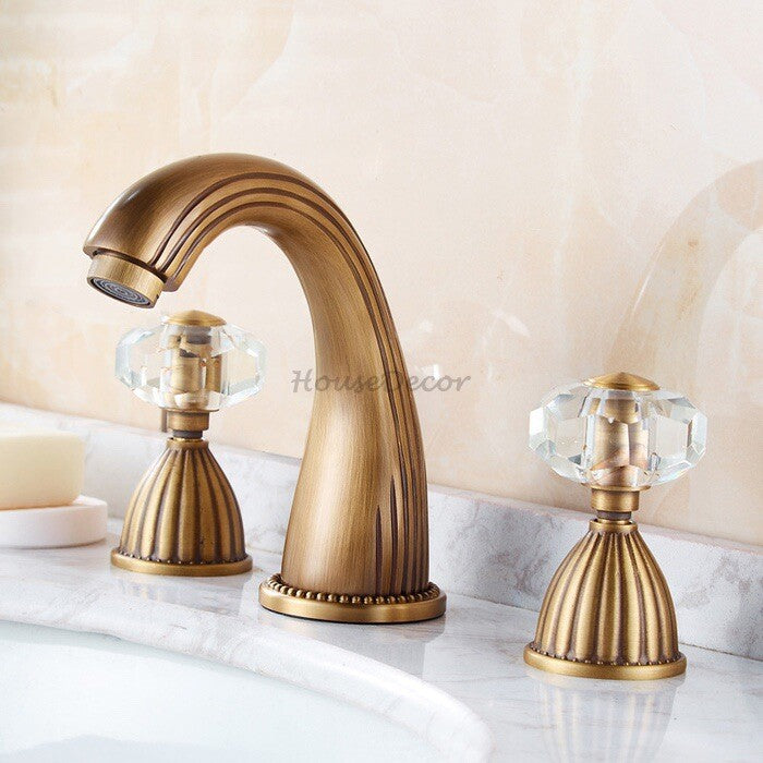 Gold bathroom basin mixer tap deck mounted design additional view