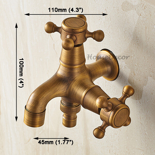 Antique Brass utility faucet wall mounted design detail view