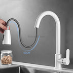 White bath shower mixer tap pull out spray detail view
